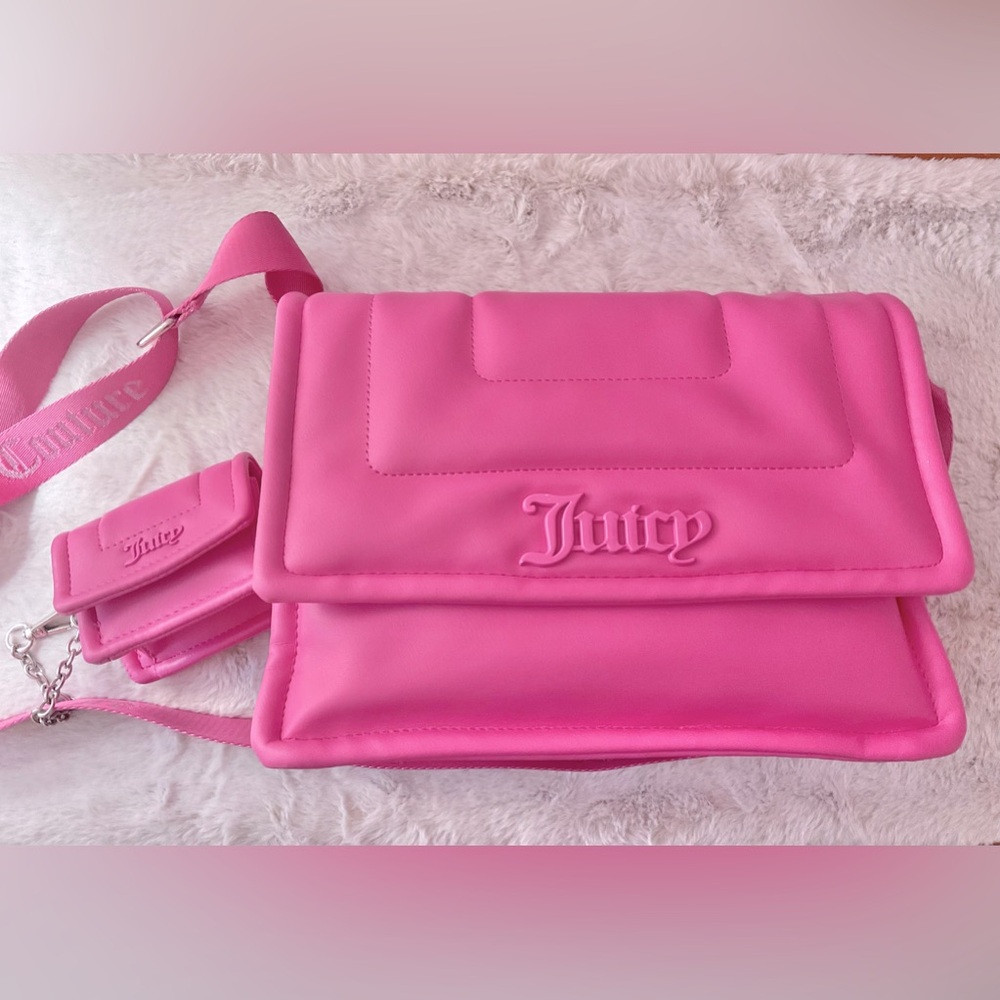 Juicy Couture soft pink flap crossbody with mini bag